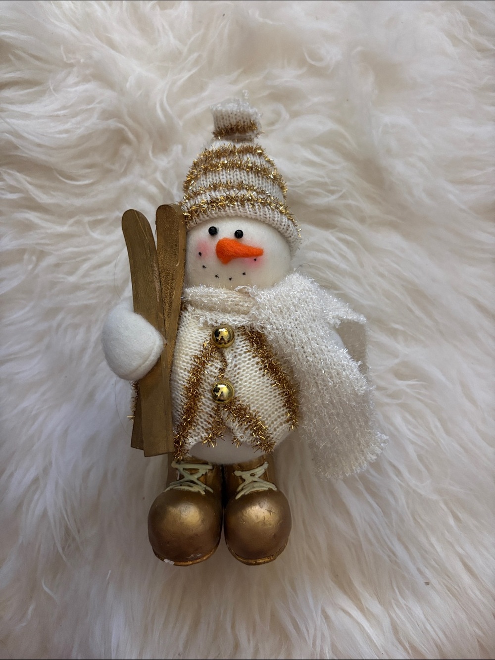 Festive White & Gold Snowman Figurine - Home Accents